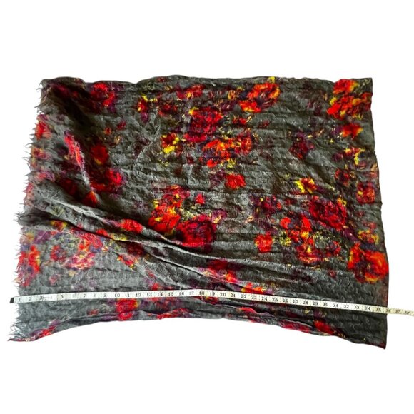 Lucky Brand Wool Loose Weave Gauzy Scarf Gray Red Yellow & Purple Wrap Shawl - Picture 11 of 11